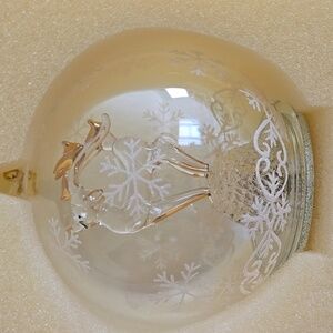 Vintage Light UP Globe with Spun Glass Reindeer On A Gold Hanger